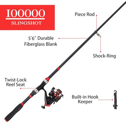 I00000 Fishing Rod and Reel Combos with Fiberglass Telescopic Fishing Pole - Spinning Reel Fishing Carrier Bag, Freshwater and Saltwater Fishing Rod Kit,Travel Fishing Kit for Bass Trout - color: Black and Red