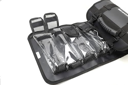 Lure Roll Up Fishing Jig Pouch Tackle bags | Heavy Duty Compact Waterproof Tarpaulin Fish Lure Pouch | 10 Clean Window Pockets for Fishing Lures Jigs Tools Storage