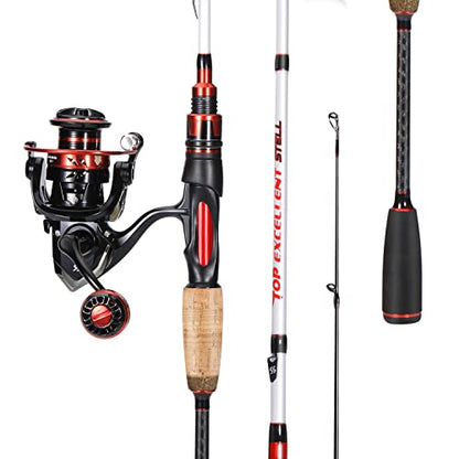 Sougayilang Spinning Combo, Medium Heavy Fishing Pole and 2000 Spinning Reel Set, Fishing Rod and Reel Commbo for Bass Fishing Tackle - color: Pearl White, size: 6.9ft & Spinning Reel