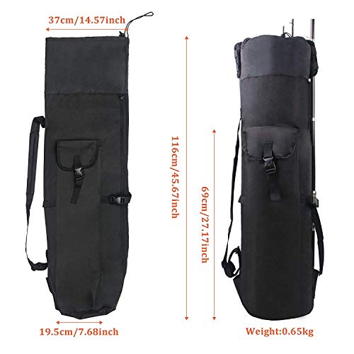 Multifunction Fishing Pole Bag - Waterproof Rod Reel Bag Carrier Case, Durable Canvas Tackle Large Storage Gift for Men Travel, Black - color: Black