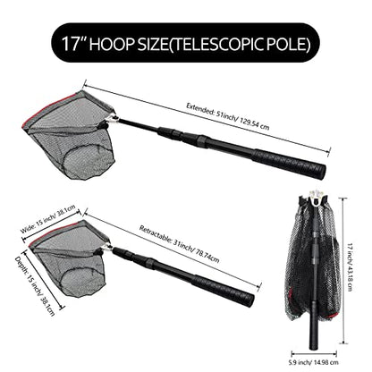 SAN Like Fishing Net Fish Landing Nets Collapsible Telescopic Sturdy Pole Handle for Saltwater Freshwater Extending to 36/43/71/98inches - color: Black, size: Small
