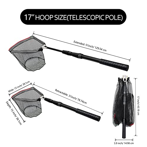 SAN Like Fishing Net Fish Landing Nets Collapsible Telescopic Sturdy Pole Handle for Saltwater Freshwater Extending to 36/43/71/98inches - color: Black, size: S-2 packs