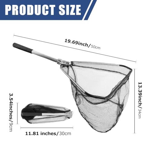 Fishing Net Minnow Nets with Aluminum Collapsible Telescopic Fishing Pole Handle and Nylon Mesh, Small F-ishing Landing Net for Saltwater Freshwater
