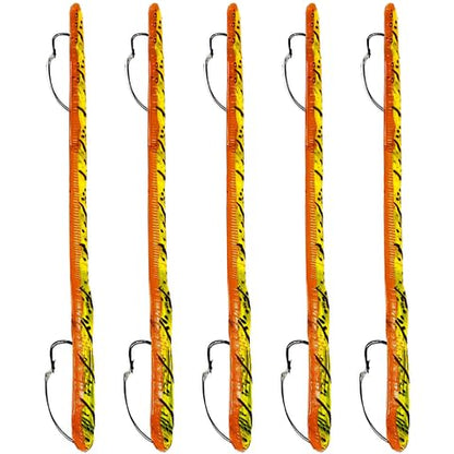 DeLong Lures 6" KILR Worm – Made in USA Weedless Pre-Rigged Soft Plastic Swimbaits, Extra Durable Bass Fishing Lures for Pike and More, 5-Pack Variety - color: Firetiger