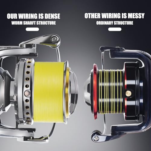 Heavy Duty Spinning Reel Metal Body with CNC Machined Spool 55LB Max Drag 8/10+1 BB Ultra Smooth 4.1/4.6/4.8:1 High Speed Gear Ratio Saltwater Freshwater Fishing Reel for 8000 to 16000 Series - color: MQ12000