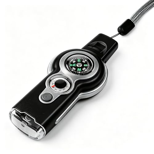 Emergency Survival Function Whistle, Outdoor Multifunctional Tool Safety Whistle with Lanyard, Ideal for Kayaking, Boating, Hiking, Camping, Climbing, Hunting, Fishing, Rescue Signaling - color: grey1