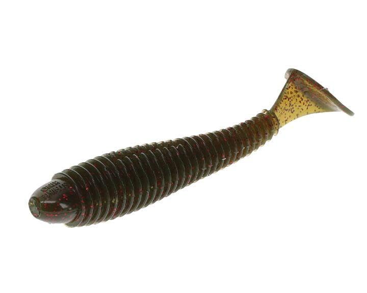 Strike King Rage Swimmer Saltwater Soft Bait Fishing Lure, 3.75", Wide-Bodied Paddle Tail - color: Dark Melon Red