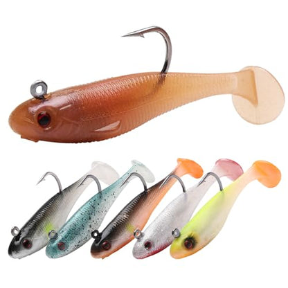 Pre-Rigged Soft Fishing Lures Jig Head Paddle Tail Swimbait for Bass Walleye Trout Crappie Fishing Gear for Saltwater Freshwater - size: 2.75"-0.23oz
