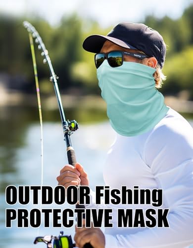 JHYWELL Cooling Neck Gaiter Face Mask, UV Protection Masks Gator, Windproof Bandana for Skiing, Fishing, Hiking, Cycling - color: Light Blue