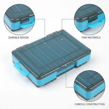 Double-Sided Fishing Lure Box, Slim PU Leather Tackle Organizer for Kayak & Travel, 13 x 3.3 x 1.6 Inches - color: Blue