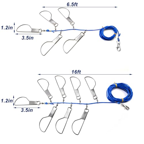 Alwonder Fish Stringer 16ft/6.5ft, Fishing Stringer with Stainless Steel Swivels Snaps Lock and Heavy Duty Ground Pillar, Stringers Trout Fishing Gear for Trout Bass Salmon Walleye - color: 6.5ft with 5 snaps