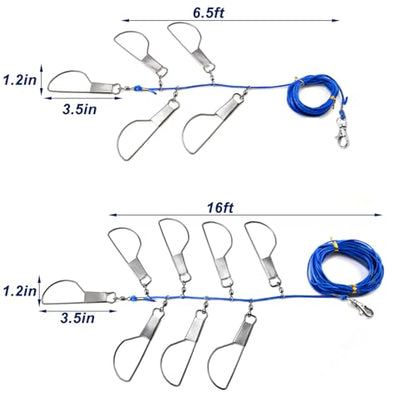 Alwonder Fish Stringer 16ft/6.5ft, Fishing Stringer with Stainless Steel Swivels Snaps Lock and Heavy Duty Ground Pillar, Stringers Trout Fishing Gear for Trout Bass Salmon Walleye - color: 6.5ft with 5 snaps