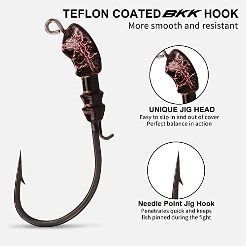 TRUSCEND Jigs Fishing Lures with Ultra Smooth Teflon Hook, Tour Grade Titanium Weed Guard Swim Jigs, Valuable Weedless Skirted Jig, Well-Made Lures for Crappie Bass Trout, Freshwater Fishing Gear - color: C2-1/2oz