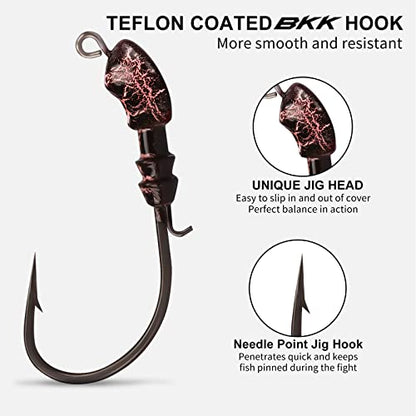 TRUSCEND Jigs Fishing Lures with Ultra Smooth Teflon Hook, Tour Grade Titanium Weed Guard Swim Jigs, Valuable Weedless Skirted Jig, Well-Made Lures for Crappie Bass Trout, Freshwater Fishing Gear - color: C2-1/2oz