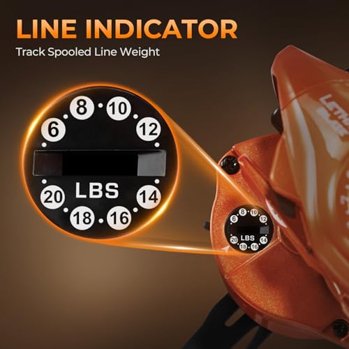 KastKing Lethal Blaze Baitcasting Fishing Reel, 7.3:1 High-Speed Gear Ratio, Low-Profile Baitcaster, Lightweight Glass Fiber-Infused Nylon Frame, Freshwater & Inshore Bass Fishing Reel - color: Left- Shiny Orange- 7.3:1