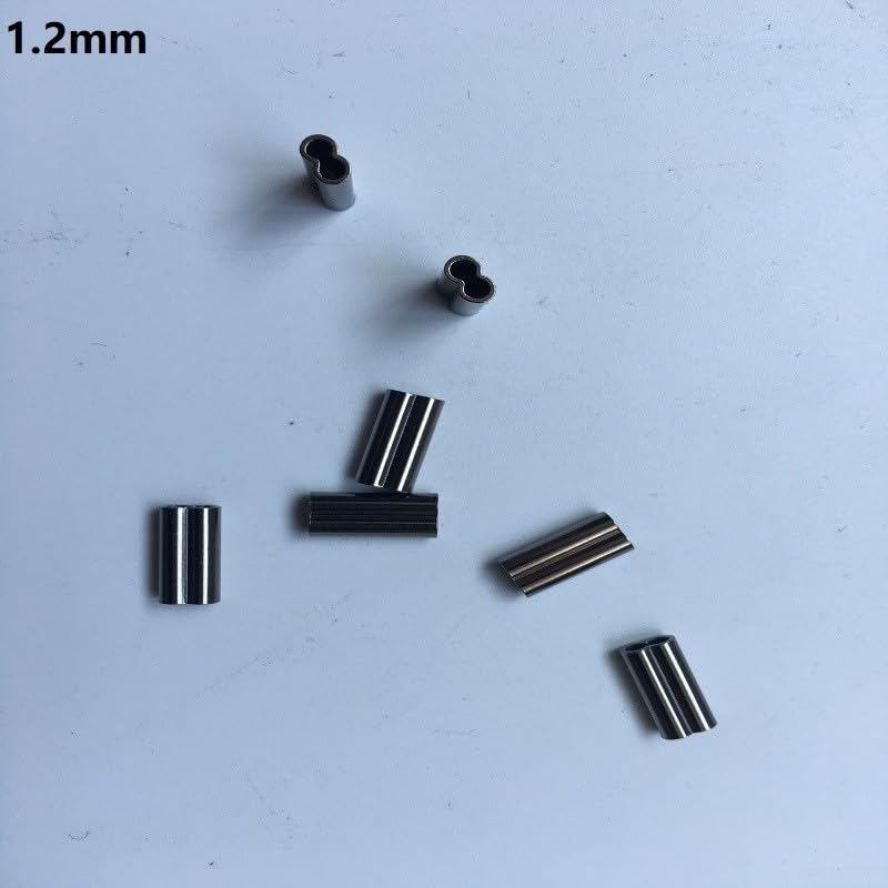 Double Crimps Sleeves, Copper, 50‑Pack (0.8‑2.0mm x 10mm) – Terminal Tackle Connectors for Nylon & Fluorocarbon Fishing Wire Leader Rig Making(1.2mm) - size: 1.2mm