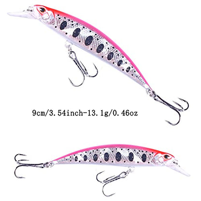 Jerk Baits for Bass Fishing, Jerkbait Fishing Lures, Minnow Lures Jerk Bait for Freshwater/Saltwater Fishing Lures for Trout Pike, 5pcs/10pcs with Box - color: H:3.54in/0.46oz/5pcs