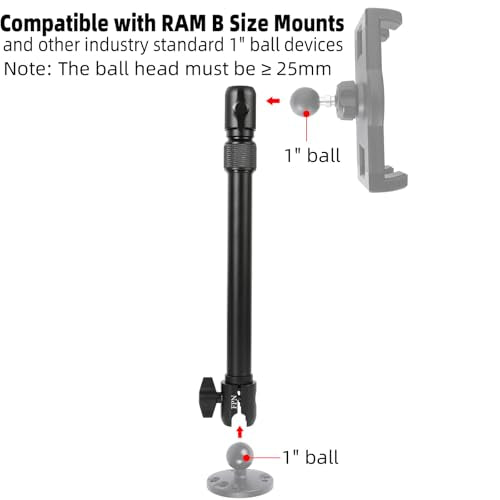 All-Aluminum Extension Double Socket Arm, Adjustable Telescopic Mounting Arm 11.5 to 17 Inch, Compatible with RAM B Size Mounts and Other Industry Standard 1" / 25mm Ball Components - size: 11.5 to 17"