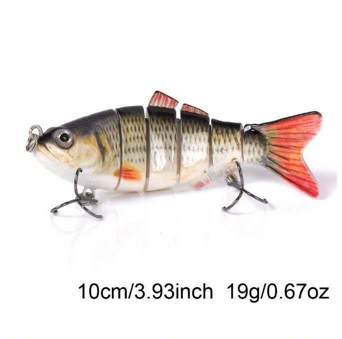 10cm 6-Segment Bionic Swimbait Multi-Jointed Hard Fishing Lure with Treble Hook Realistic Fake Bait for Outdoor Fishing for Men, Anglers, Father’s Day & Birthday