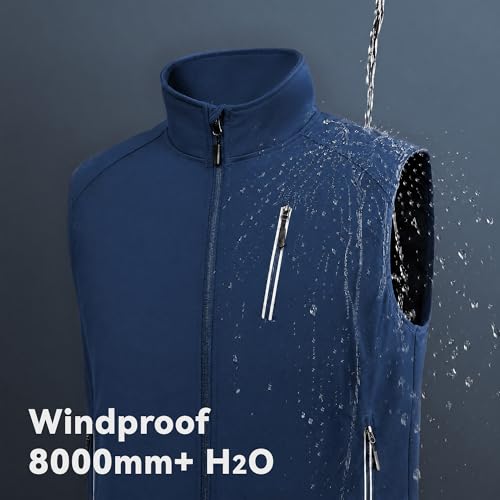 Men's Lightweight Vest Golf Soft Shell Vests Travel Casual Sleeveless Jacket Windbreaker Hiking Outerwear - color: Medium Blue, size: X-Large