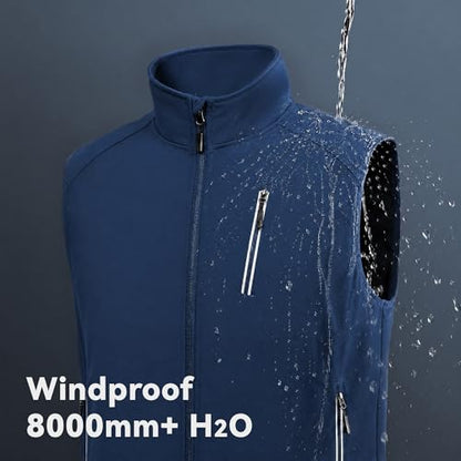 Men's Lightweight Vest Golf Soft Shell Vests Travel Casual Sleeveless Jacket Windbreaker Hiking Outerwear - color: Medium Blue, size: X-Large