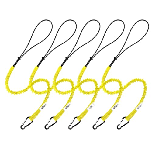 CYSKY 5 Pack Retractable Tool Lanyard with Aluminum Nut Lock Carabiner, Tool Tether Lanyards for Hand Power Tools, Maximum Weight Limit 13.6KG / 30lb (Yellow) - color: Yellow