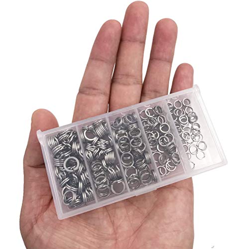Fishing Split Rings Kit: 250pcs Heavy Duty Steel Fishing Lure Making Ring Fishing Hook Connector Tackle - color: Silver Split Set
