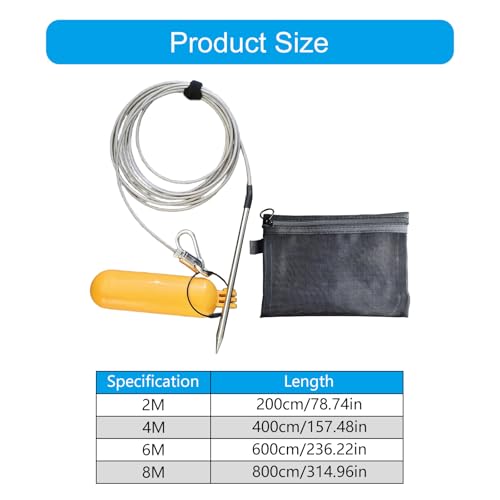 Corrosion-Resistant Fish Needle Hook Stringer, Stainless Steel Spear Fishing Cable & Float for Live Fishes Holder Accessories Saltwater Fishing Accessories - size: 6 meters