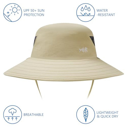 BASSDASH UPF 50+ Breathable Sun Hat with Removable Face Cover and Neck Flap Wide Brim Bucket Hat for Fishing Hiking Men Women - color: Cream