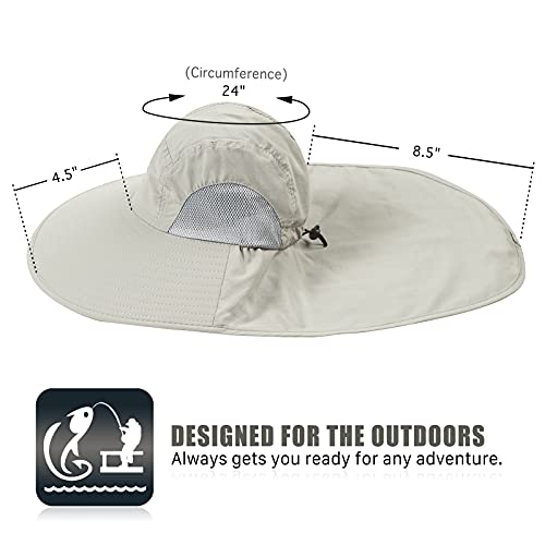 Outdoor Sun Hat for Men with 50+ UPF Protection Safari Cap Wide Brim Fishing Hat with Neck Flap, for Dad… - color: Army Green