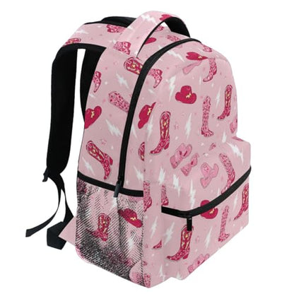 Pfrewn Kids Backpack for Girls Boys Retro Cowgirl Boots Lightning Backpacks Lightweight School Bag 16" - color: Cowgirl, size: 11.4x6.9x16in