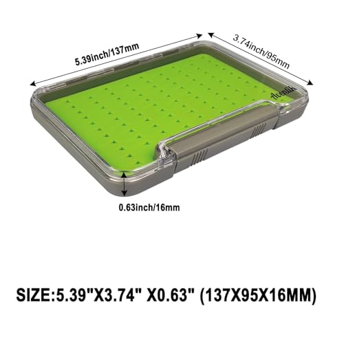 Aventik Silicone Fly Boxes Super Slim Waterproof Best Pocket Sizes Fly Fishing Storage 7.36"X4.02"X0.63"/5.39"X3.74" X0.63'(2pc-g048mb) - style: 2PC-G048MB:5.39"X3.74" X0.63"