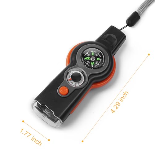 Emergency Survival Function Whistle, Outdoor Multifunctional Tool Safety Whistle with Lanyard, Ideal for Kayaking, Boating, Hiking, Camping, Climbing, Hunting,Rescue Signaling - color: orange1