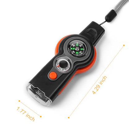 Emergency Survival Function Whistle, Outdoor Multifunctional Tool Safety Whistle with Lanyard, Ideal for Kayaking, Boating, Hiking, Camping, Climbing, Hunting, Fishing, Rescue Signaling - color: orange&black1pcs