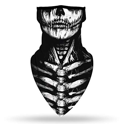 YAYOUREL Neck Gaiter Face Mask Bandanas for Men Women UV Face Scarf Cover Ear Loop Hole Facemask for Fishing Running Cycling - color: Black White