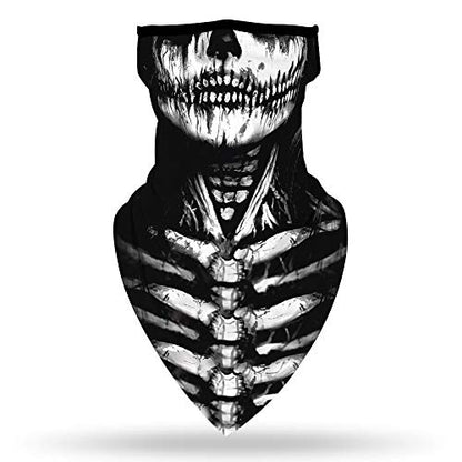 YAYOUREL Neck Gaiter Face Mask Bandanas for Men Women UV Face Scarf Cover Ear Loop Hole Facemask for Fishing Running Cycling - color: Black White