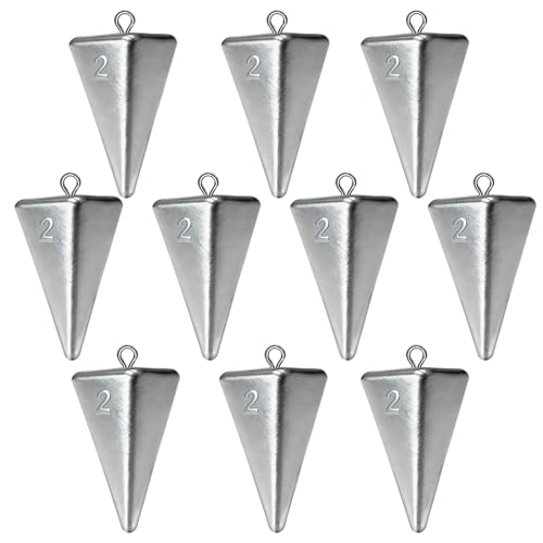 Pyramid Fishing Weights Sinkers Kits Triangle Ocean Saltwater Surf Fishing Gear Tackle Bullet Fishing Weights Sinker 2oz 3oz 4oz - color: 2oz-10pcs