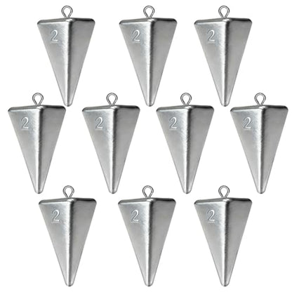 Pyramid Fishing Weights Sinkers Kits Triangle Ocean Saltwater Surf Fishing Gear Tackle Bullet Fishing Weights Sinker 2oz 3oz 4oz - color: 2oz-10pcs