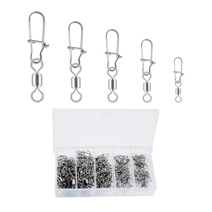 50 Pcs Fishing Swivels Set, Durable Carbon Steel Fishing Swivels & Snaps for Smooth Rotation, Tangle-Reducing Rigging, Ideal for Freshwater & Saltwater Anglers