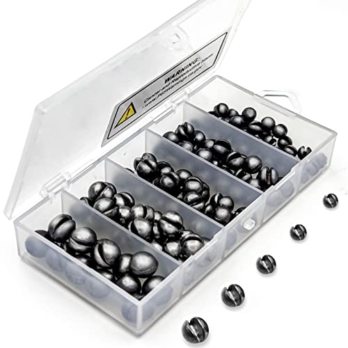 SANWEAL120PCS/200PCS Fishing Weights Sinkers - Premium Split ShotFishing Weights Sinkers - Round Removable Fishing Sinkers - 5/6 Sizes - style: Round/120