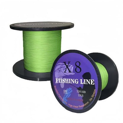 Braided Fishing line 8 Strands 328 Yards high wear-Resistant and high tensile Fishing line Suitable for Freshwater and Saltwater Fishing. The Best Choice for Fishing Giant Fish. - color: X8-Green