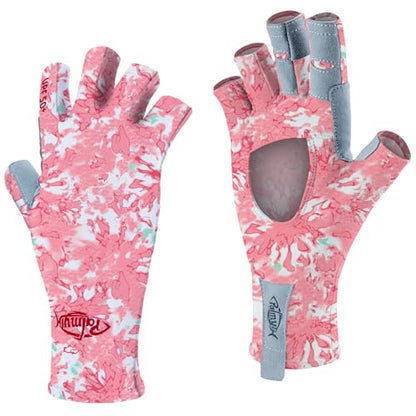 Palmyth UV Protection Fishing Fingerless Gloves UPF50+ Sun Gloves Men Women for Kayaking, Hiking, Paddling, Driving, Canoeing, Rowing - color: Air-Reefscale-Mist Rose, size: Medium