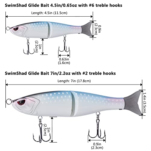 Bassdash SwimShad Glide Baits Jointed Swimbait Bass Pike Salmon Trout Muskie Fishing Lure - color: Scales, size: 7in/2.2oz