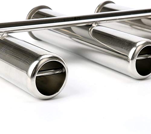 Amarine Made 4 Tube Fishing Rod Rack Mirror Finish Stainless Steel 316 Wall / Side Mounted Rod Holder for Boat Yacht