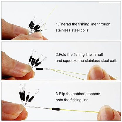 600 Pieces Fishing Bobber Stops, Float Sinker Stops, Portable Fishing Accessories, Freshwater Saltwater Bobbers for Fishing, Slip Float Tackle Kit - size: M (Column)