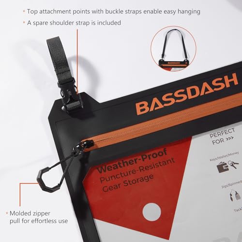 BASSDASH 2-Pack TPU Fishing Tackle Bag Heavy Duty Bait Storage Pouch with Water-Resistant Zipper for Soft Baits, Tools, Accessories - size: Large
