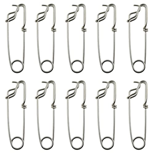 10pcs Longline Snap Clips 8x2cm Stainless Steel Tuna Clips for Floats Tuna Fishing Line Fishing, Closed Eye Pin