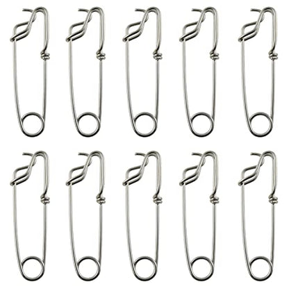 10pcs Longline Snap Clips 8x2cm Stainless Steel Tuna Clips for Floats Tuna Fishing Line Fishing, Closed Eye Pin