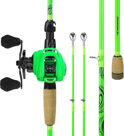 KastKing Zephyr Dual-Tip Fishing Rod and Reel Combo,Spinning & Baitcaster Combo,Dual Tips Section for Different Powers,IM6 Graphite 2-Piece Rod with Extra Tip,Sensitive & Powerful,Freshwater Fishing - style: Cast: 6'0''- Ml& M- Dual-tip Rod - Left Handed(