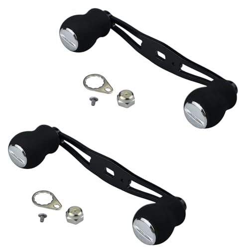 2-Pack Replacement Fishing Reel Handles, EVA Grip Baitcaster Handle Compatible with Abu Garcia Daiwa, Left or Right Side Installation, Aluminum Rocker Arm